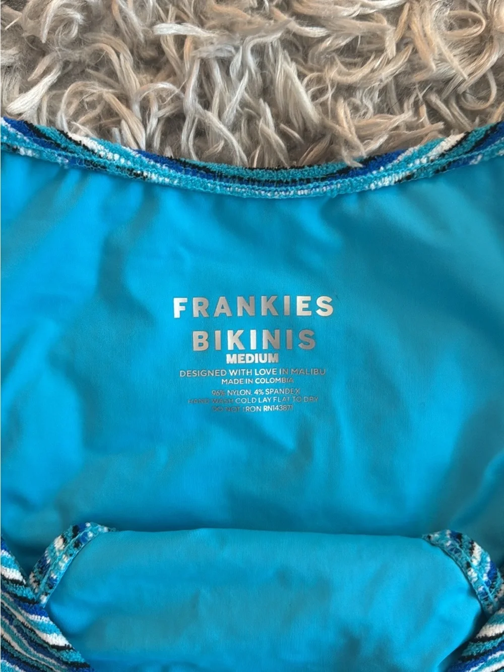 Frankie’s Bikinis Blue & White Stripe Dove Terry Bikini Bottom